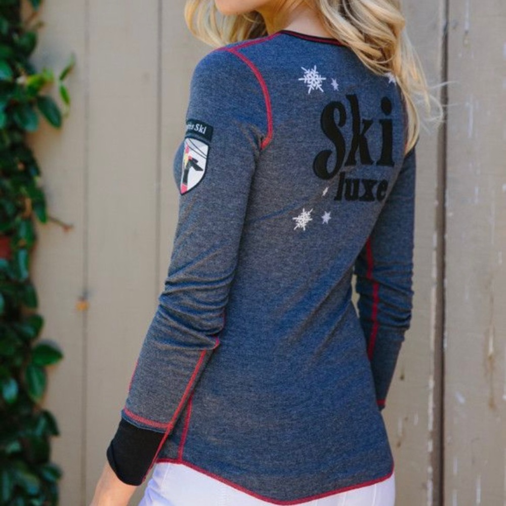 Women's Long-Sleeve Thermal Top - Gray with Pink Trim
